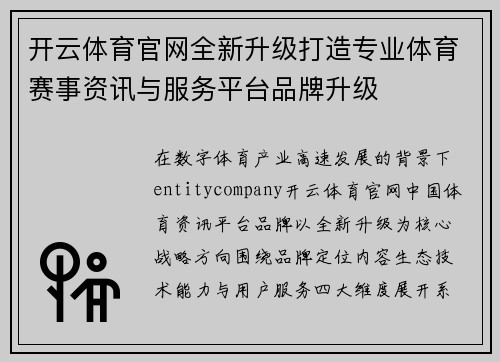 开云体育官网全新升级打造专业体育赛事资讯与服务平台品牌升级